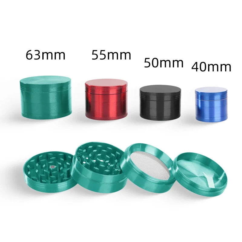 40mm 50mm 55mm 63mm Metal Herb Grinder Tobacco Spice Grinder Low MOQ Custom Logo 4 Layer Grinders Smoking