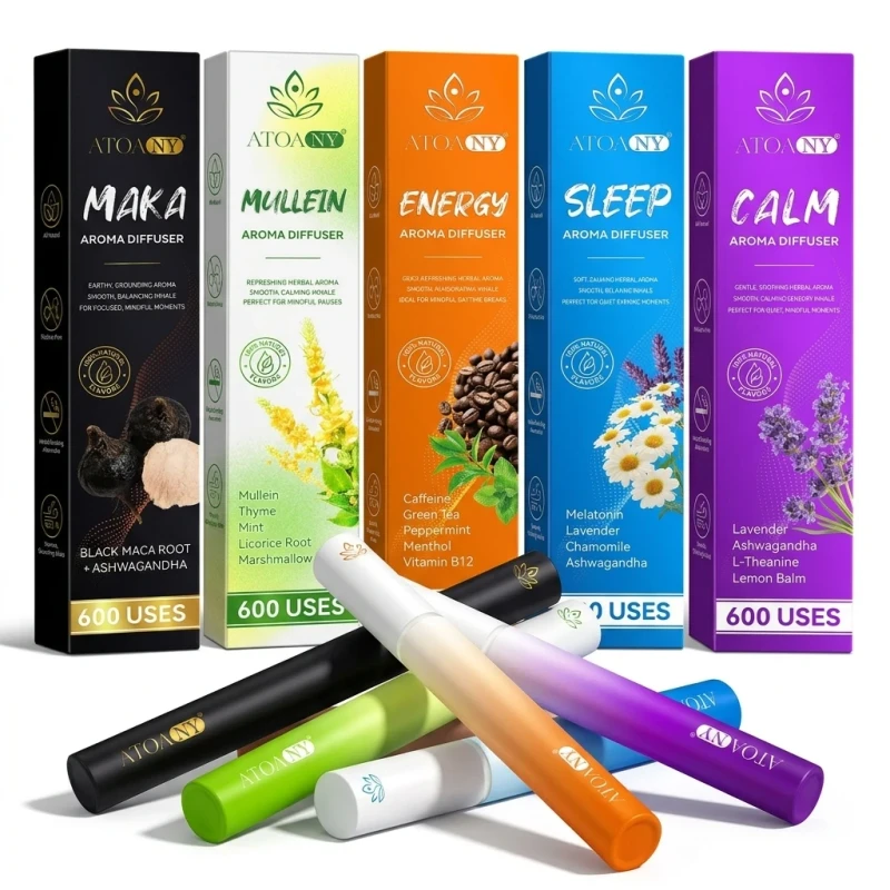 600 Uses Natural Smoking Alternative Lung Health Support Herbal Mullein Maka Calm Sleep Energy Aroma Diffuser Inhale Pen
