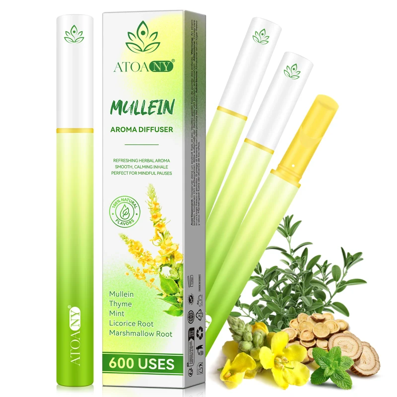 ATOANY Nicotine Free Herbal Pen Mullein Licorice & Marshmallow Root Aroma Diffuser 600 Uses Smooth Calming Inhale