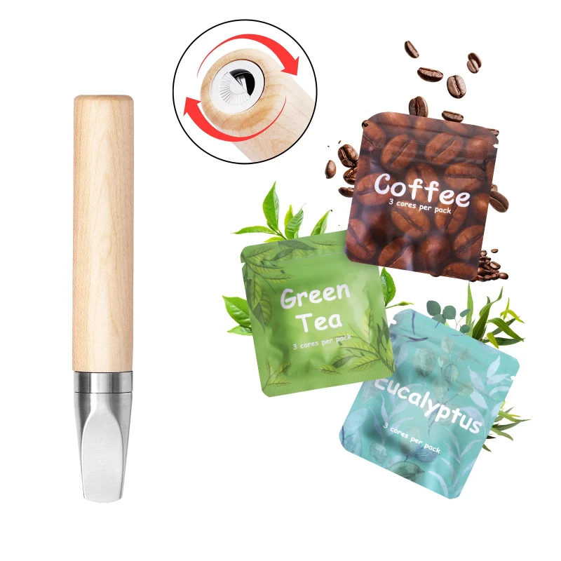 Adjustable Air Resistance Walnut Wood & Steel Quit Smoking Stick Handheld Inhaler For Mindfulness Meditation Natural Materials