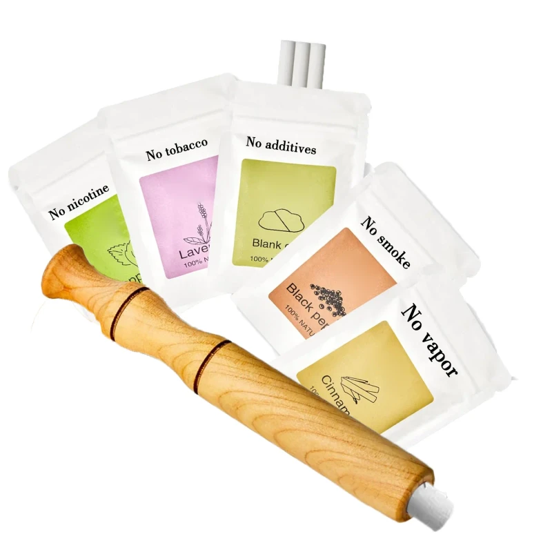 Custom Flavored Air Wooden Smokeless Mouth Inhaler Quit Smoking Stick with Cores