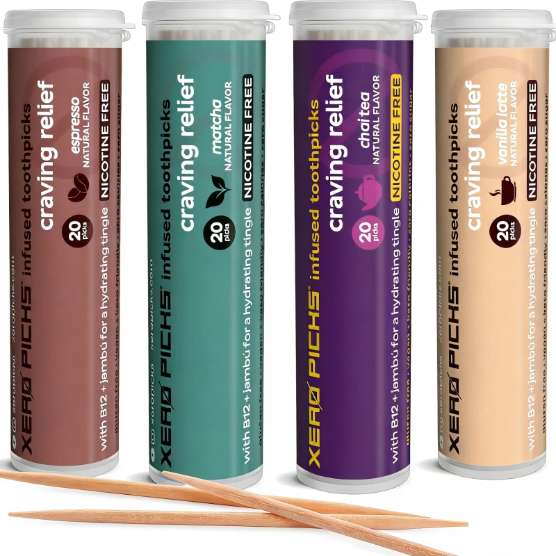 Flavored Toothpicks to Help Quit Smoking Wood Custom Infused Aroma Cinnamon Quit Smoking Aids Fruit Box with Zipper