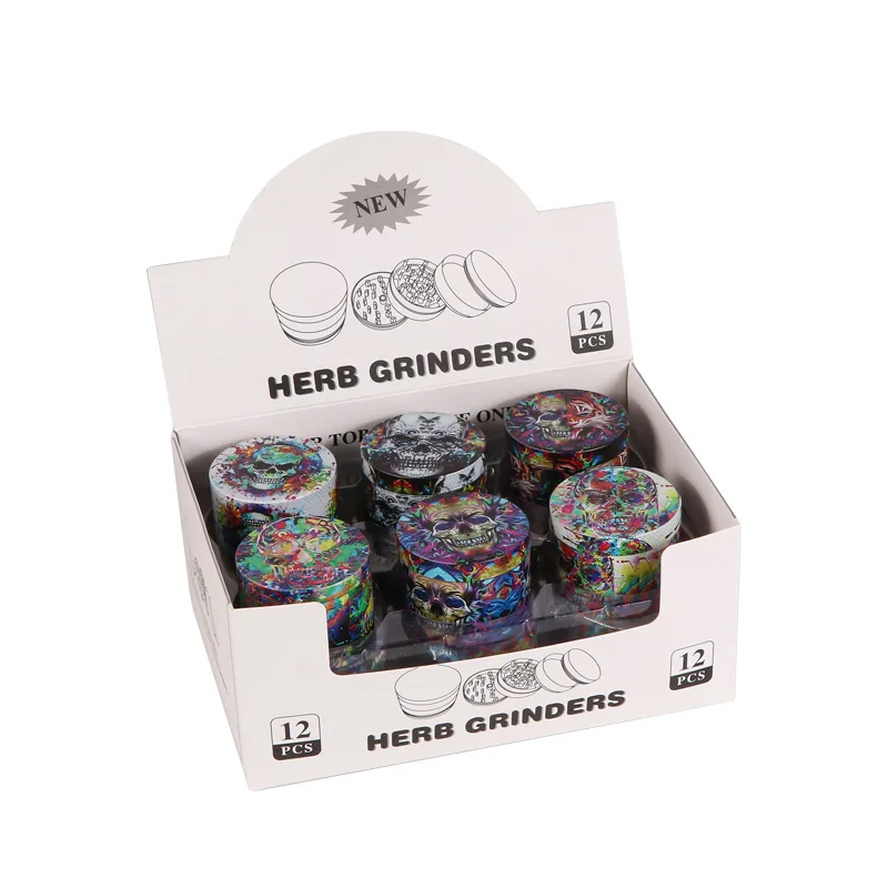Full Print 40/50/55/63mm Four Parts Zinc Alloy Tobacco Grinder Herb Grinder Metal Pipes