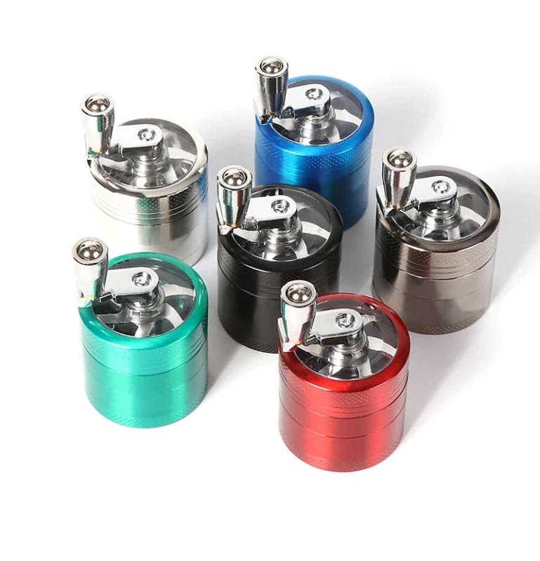 Futeng Hand Cranked Zinc Alloy 4 Parts Herb Grinders Portable Manuel Spice Crusher Tobacco Grinder Smoking Accessories