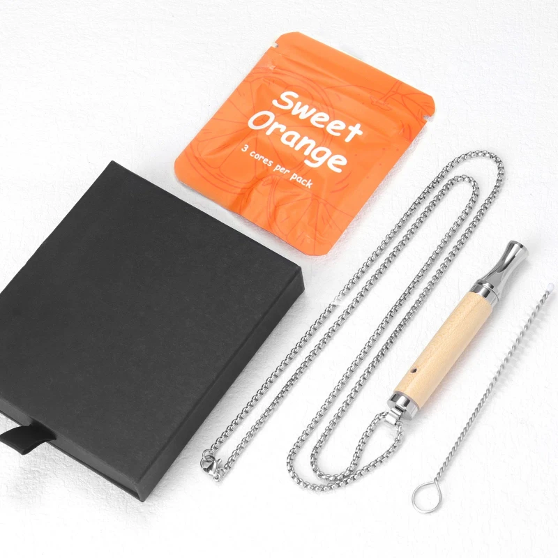 Light Wood Silver Breathing Tool Kit Sweet Orange Cores Chain Cleaning Brush Non Electric Nicotine Free Gift Set