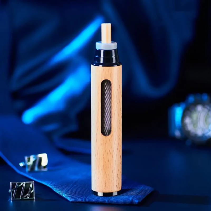 Mini Wooden Cylindrical Windproof Ash Proof Portable Ashtray for Cigar Use in Car Outdoor Home & Office with Custom Logo