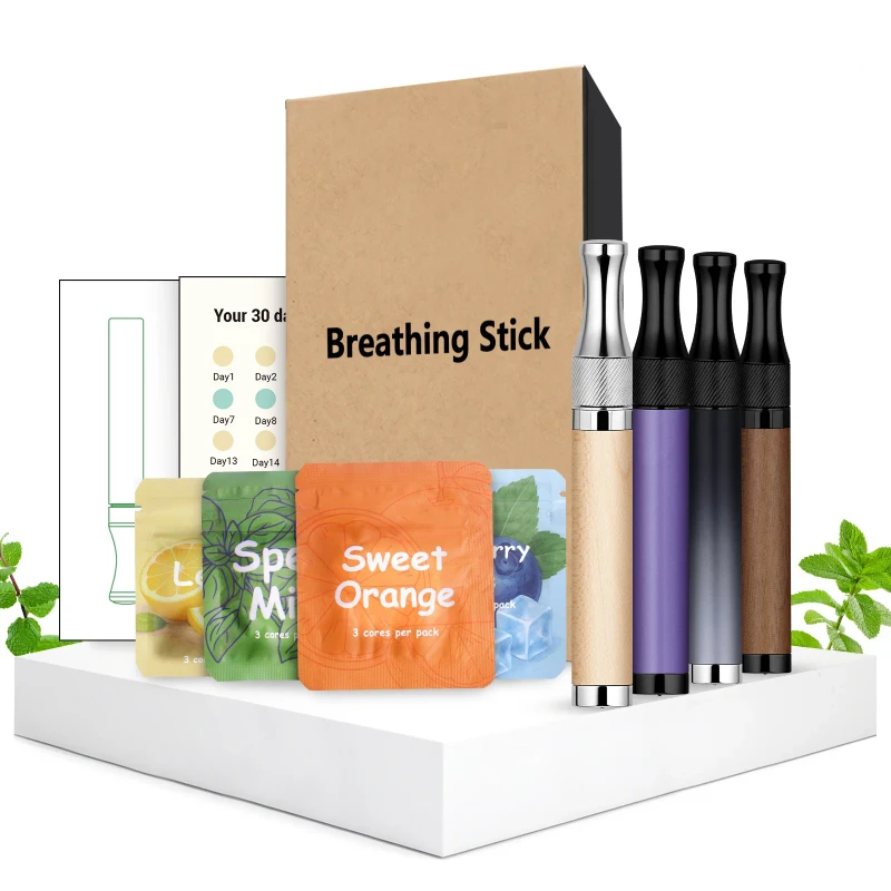 Premium Aromatherapy Nasal Inhaler Gift Set Reusable Metal Breathing Stick With Essential Oil Refills for Stress Relief