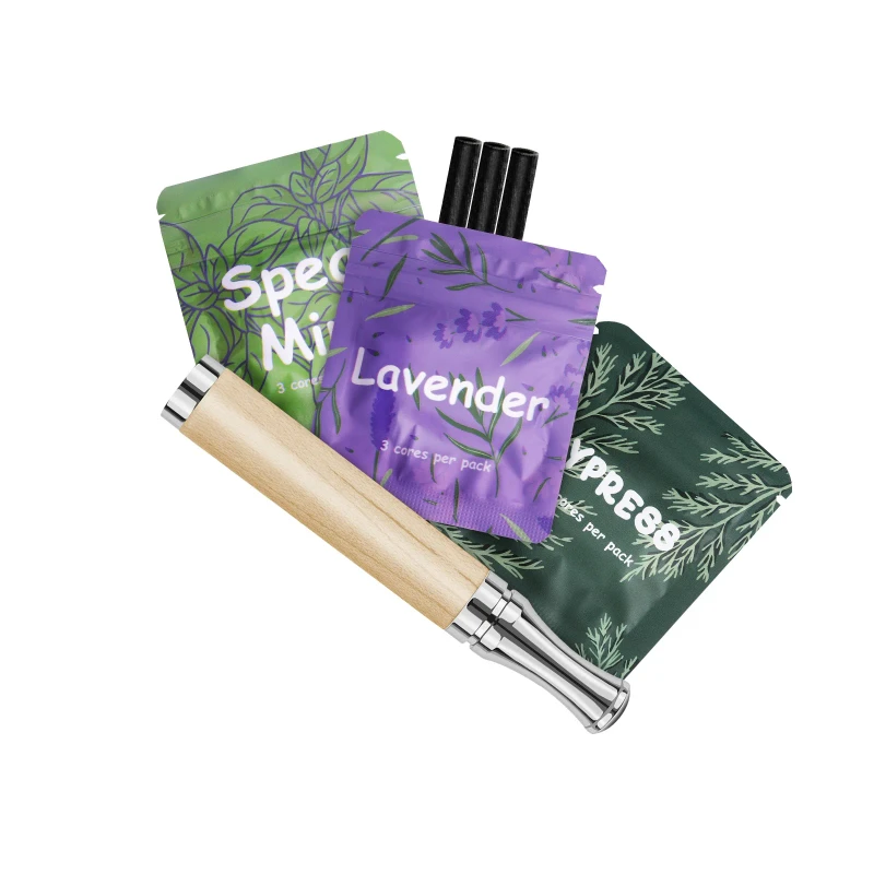 Premium Wooden Essential Oil Inhaler Stick With Lavender Mint Flavor Stress Relief Breathing Stick for Anxiety