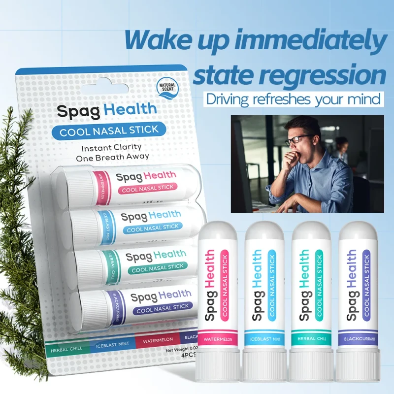 SPAG COOL NASAL STICK 4piece Set to Refresh and Invigorate the Mind Prevent Motion Sickness and Drowsiness