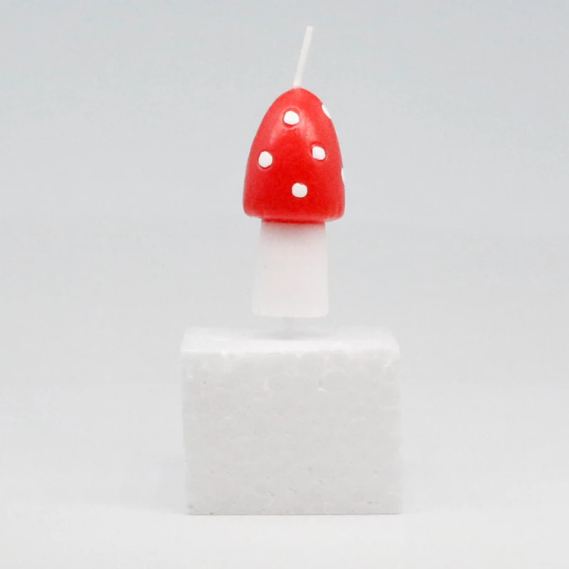 Single Packed Mushroom Shaped Birthday Candles Cute 3D Cake Topper Candles for Kids Birthday Party