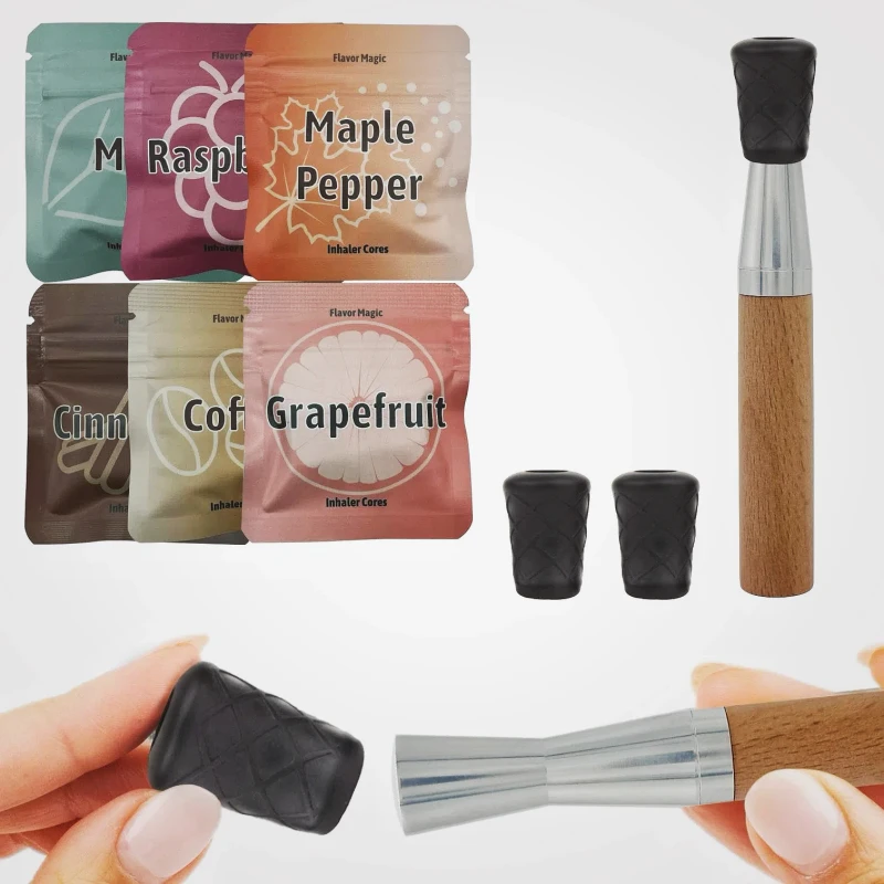 Soft Tip Wooden Flavored Air Quit Smoking Stick Smokeless Inhaler Fumar Alternative Aroma Essential Oil Cores 5ml