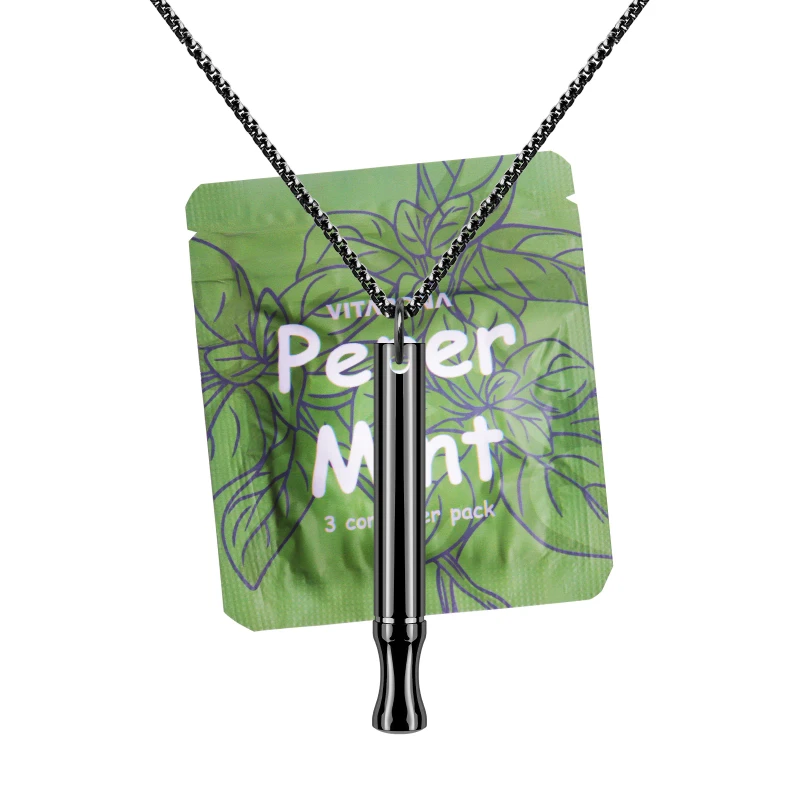 Stainless Steel Anxiety Relief Quit Vaporing Aid Stop Smoking Natural Herbal Essential Oil Aromatherapy Air Inhaler Necklace