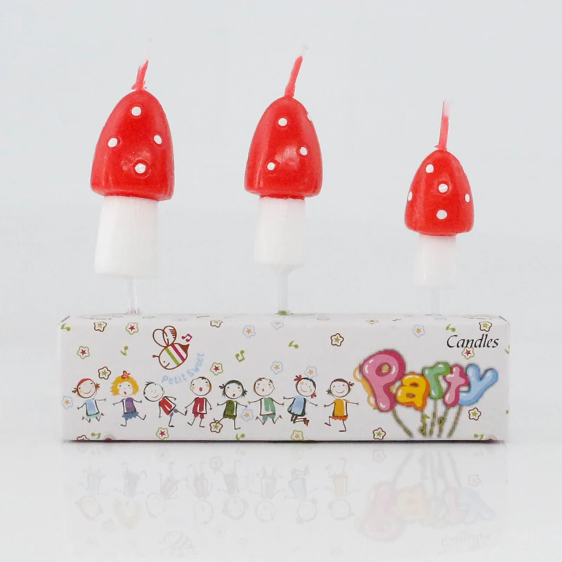 Strawberry Shaped Birthday Candles Cute Mushroom Hat Cake Topper Candles for Kids Party Dessert Decoration
