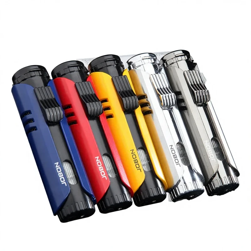 Stylish Design Smoke Refillable Cigarette Cigar Butane Gas Customized Metal Jet Lighters Windproof Eco Friendly