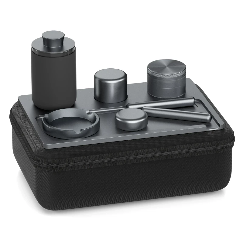 VA Smoking Kit Herb Accessories with Rolling Tray Herb Grinder Ashtray Stash Jar Tube Holder Smell Proof Bag