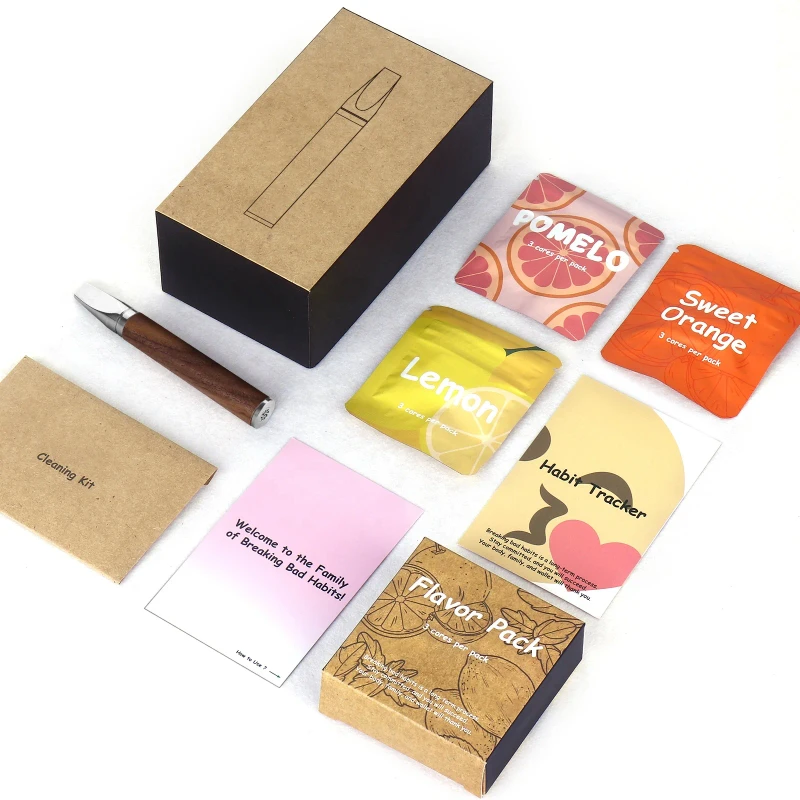 Walnut Wood Silver Breathing Tool Complete Starter Kit Lemon Pomelo Sweet Orange Cores Habit Tracker Cleaning Set Gift Box