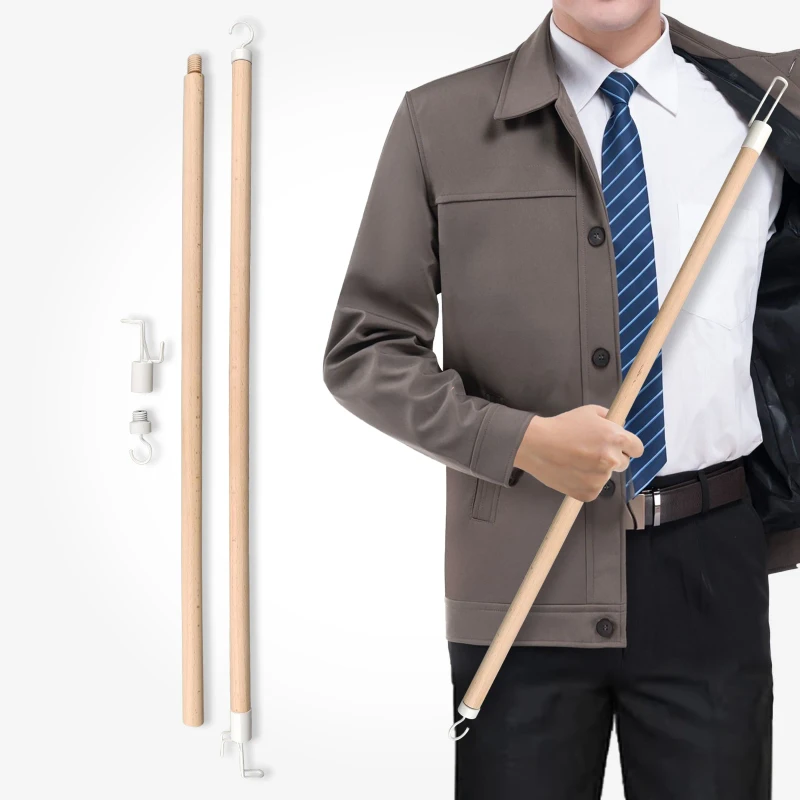 Wood Dressing Aid Assistant Device No Bending for Seniors Dressing Cloth Tool Dressing Stick for Elderly