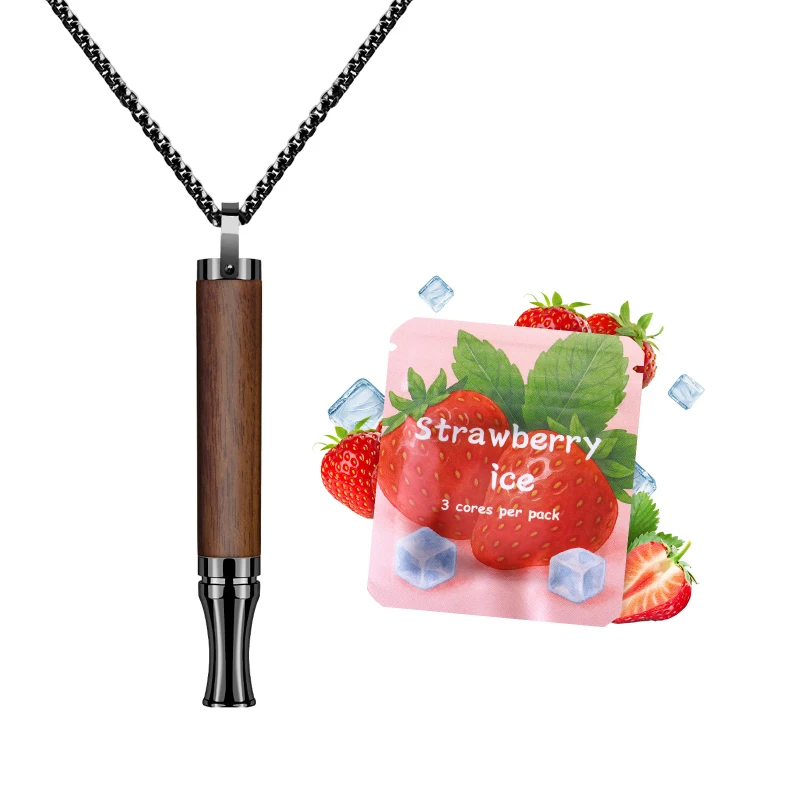 Wood Peppermint Menthol Scented Menthol Stick Natural Aid Aromatherapy Inhaler Quit Smoking Essential Oil Breathing Necklace